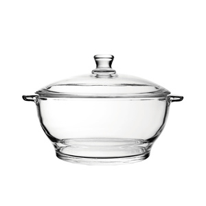 波匠冷热通用带盖钢化玻璃双耳防烫锅碗煲带盖沙拉汤虾盆家用酒.