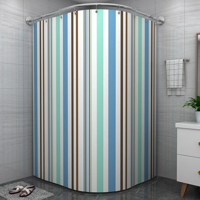 帘浴帘挂套装卫生间免q帘打孔水淋浴防杆布隔子帘断弧形浴室洗澡