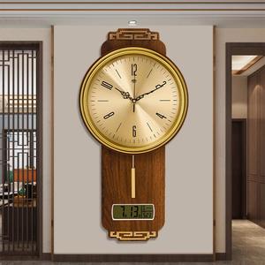 新中式挂钟客厅家用复古钟表中国风大气轻奢欧式挂墙表电子时钟