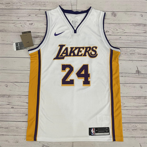 湖人队 科比球衣 前8后24号kobe篮球服v领白色 复古黄黑球裤芯片