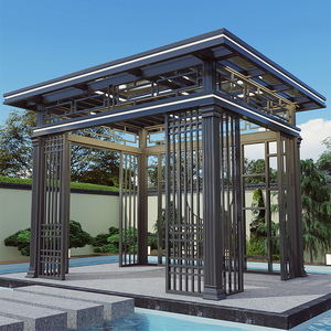 庭院别墅户外新中式电动凉亭花园家用现代四角铝合金阳光房定制
