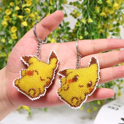 新品皮卡丘十u字绣挂件自己绣珠绣钥匙扣半成品情侣可爱卡通双面