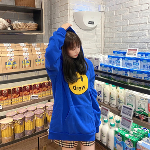 drew丁伯卡通笑脸字母连帽卫衣欧阳娜娜同款男女情侣宽松百搭外套