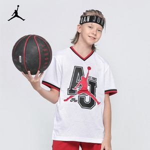 NIKE JORDAN耐克儿童T恤24夏季男童女童网眼速干衣大童篮球服短袖