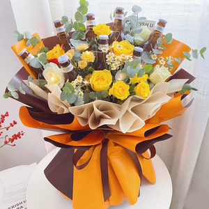 科罗拉啤酒花束成品礼物手提袋送男友零食鲜花速递全国送同城生日