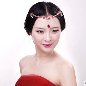 额头发饰a前额眉心坠古典公主新娘链额头链拉丁舞头饰古装女童头