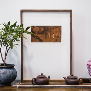明清古典新中式实木装裱画框定制客厅挂墙装饰画照片黑胡桃木框