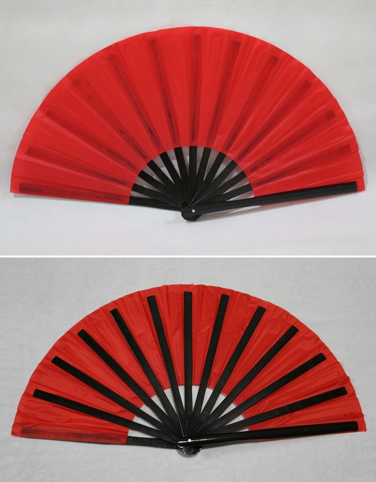 专业竹子骨素面太极响扇木兰表演扇乾隆扇晨练用武术扇红色