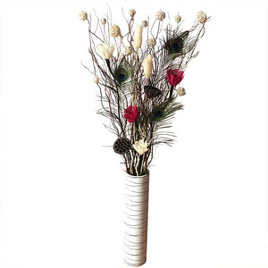 客厅电枝树枝真花创意仿真花束干视柜墙面玄关大束摆饰落地装设花