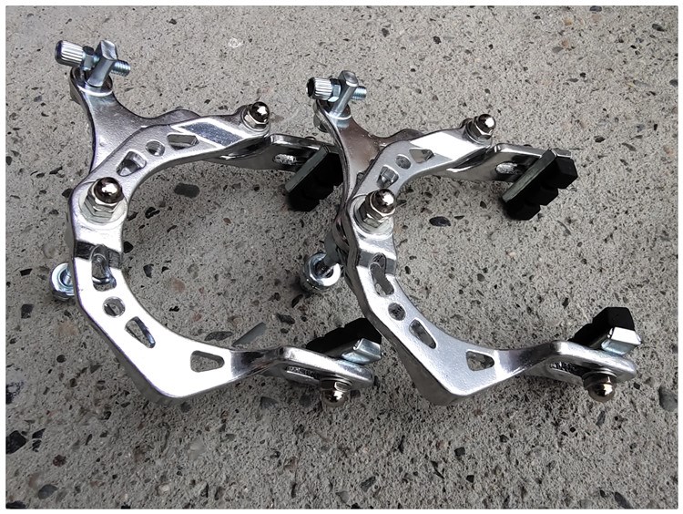 22自行车复古铝合金长臂夹器 银色镂空公路赛车i死飞刹车夹c夹配