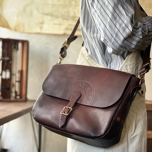 官方日本vasco手工复古牛皮真皮vs-247l中号单肩斜挎邮差包