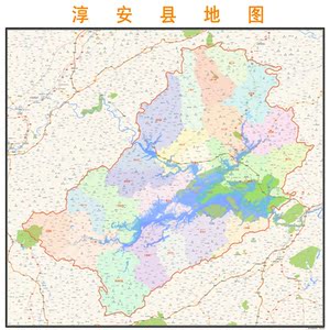杭州市淳安县行政区划地图高清定制2022城市交通卫星办公室挂图