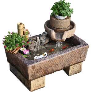 水磨坊新中式创意假山石磨循环流水鱼缸阳台庭院花园喷泉鱼池摆件