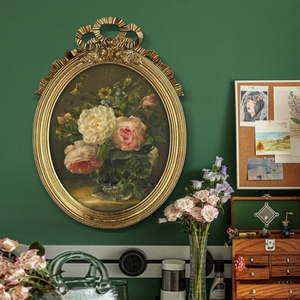 复古法式植物花卉挂画玄关卧室玫瑰花油画餐厅装饰画小众艺术壁画