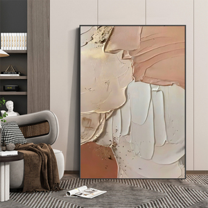 莫兰迪奶油油画风极简艺术侘寂风酒店民宿挂画客厅卧室装饰落地画