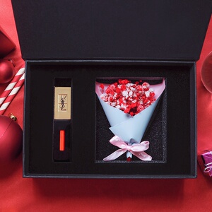 ysl圣罗兰口红空盒子高档口红礼品盒大号一支2支两支装带花束