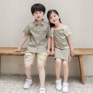 龙凤胎套装潮童兄妹装姐弟装儿童韩版夏装双胞胎男女童装衬衫裙子