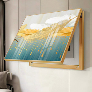 轻奢铝合金电表箱装饰画可推拉配电箱画客厅遮挡空开电源闸箱挂画