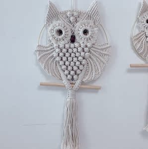 手工编织ins风北欧风创意猫头鹰挂饰麻绳猫头鹰挂饰家居墙壁装饰