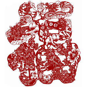 586人付款淘宝剪纸图案底稿虎年刻画打印刻纸中国风窗花春节老虎生肖