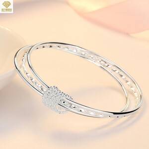 金六福s925银手镯实心可调节大小配证书礼盒送女友老婆七夕礼物潮