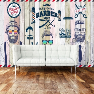 理发店海报贴画贴纸图片墙贴美发发型发廊墙纸背景墙自粘墙面装饰