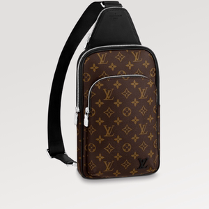 路易威登lv男士胸包单肩包斜挎包老花牛皮d 形环带拉链前袋复古
