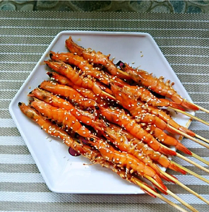 海虾串湘西基围虾串虾小串鲜活冷冻海鲜铁板油炸烧烤食材20串/包