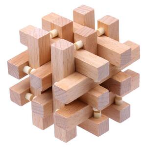 榉木十八柱鲁班锁孔明锁18根烧脑玩具解梅花锁成人智力锁原色罗汉