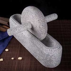 麦饭石药船实心药碾槽中药碾子捻子加厚捣蒜器剥蒜器研磨器粉碎机