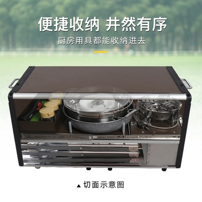 i户外房车自驾游便携式车载移动厨房灶台露营野餐折叠炊w具野2022