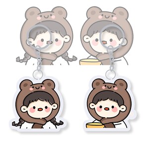 情头钥匙扣|f必情插画师小荔枝易鲨卡通可爱日常侣鱼熊头像挂件