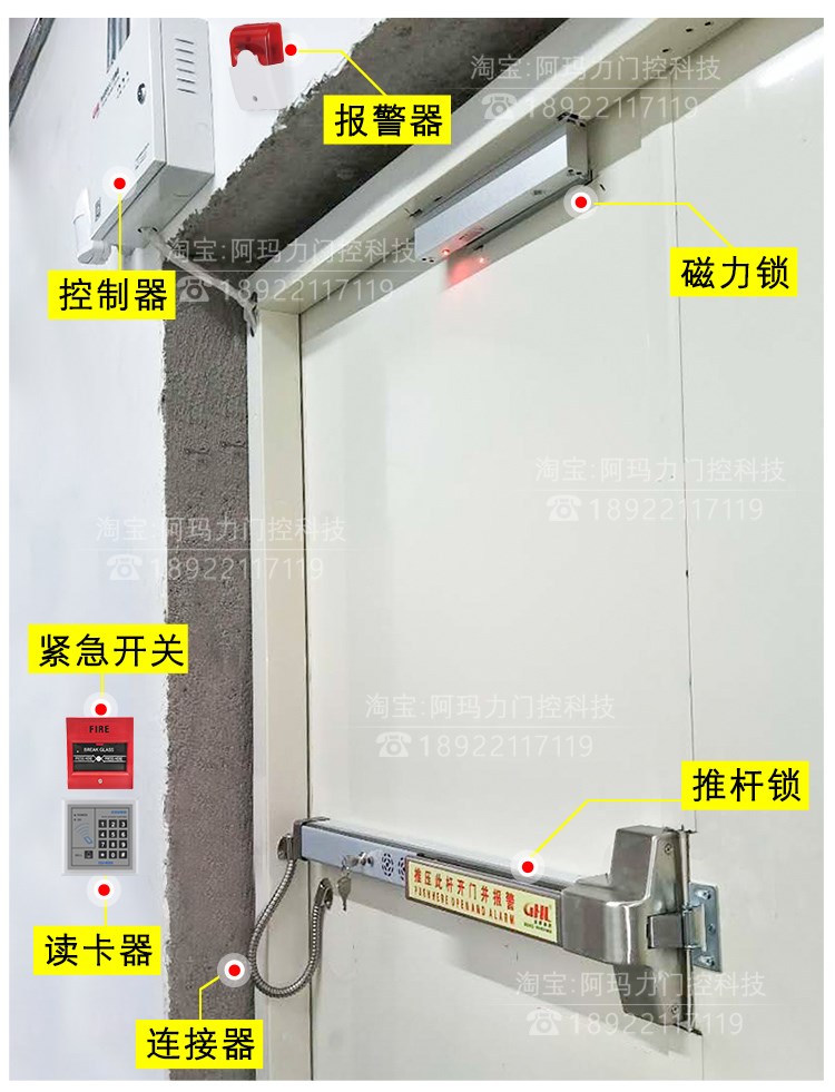 金捍力不锈钢防火门锁消防门推杆锁消防通道安全逃生门锁全套改1