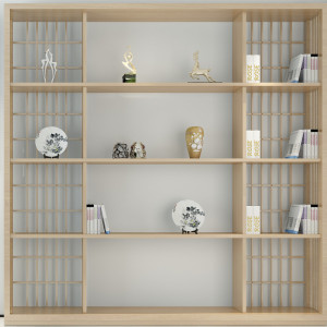 直播背景布3d立体古风中国屏风复古室内书房书架书法古筝场景墙纸