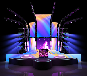 抖音舞台唱歌ktv星空虚拟场景直播间背景布3d立体墙高级感壁纸图