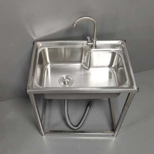 不锈钢单槽大水槽洗菜盆简易水槽带支架加厚洗碗池洗手盆拖把池落