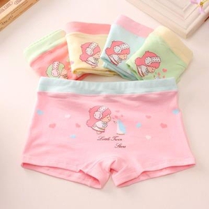 纯棉2女童3四角内裤5儿童白色裤头小女孩7短裤10岁平角三角