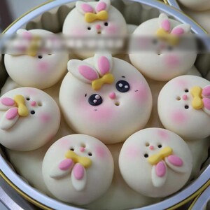 小兔子奶黄馅卡通馒头包子儿童蔬菜动物组合营养早餐纯手工果蔬