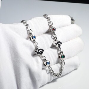 young潮牌三面骰子镶钻项链个性叠戴项饰小熊扣高级男女情侣颈链