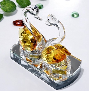 琉璃摆件水晶玻璃天鹅工艺品