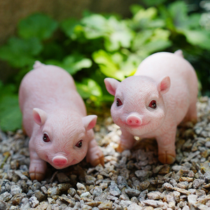 花园庭院微景观家居装饰小饰品草坪草地可爱动物迷你小猪手工摆件