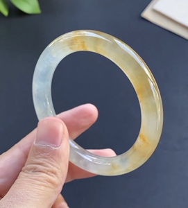 缅甸天然翡翠手镯冰种黄翡飘花手镯正圈细圆条玉镯子明料定制a货