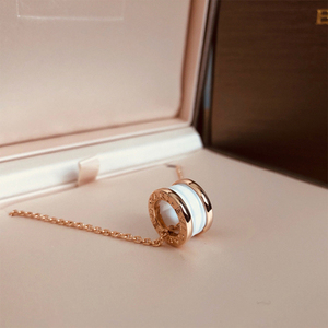 00正品bvlgari宝格丽项链女小红人慈善款18k玫瑰金黑白陶瓷锁骨链男