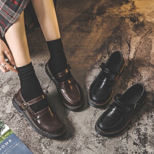 jk制服鞋圆头一脚蹬少女制度学院风仙女休闲鞋便宜白色小孩秋冬