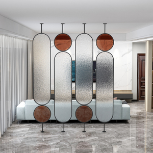 现代简约北欧铁艺金属工艺定制入户隔断客厅餐厅简约钢化玻璃屏风