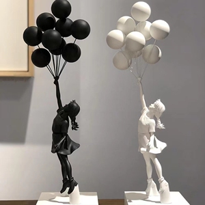 banksy班克西治愈系雕塑放飞气球的女孩摆件flying balloons girl