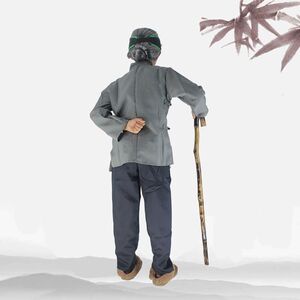 圣诞节儿童老奶奶爷n爷舞蹈表演出道具木头老年人拐杖拐棍实木权l