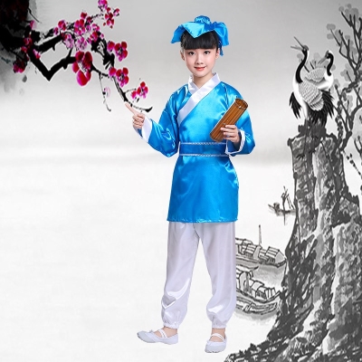可爱娃娃宽松国学服装儿童古代比赛学童鲜艳j舒适分体小男孩古典