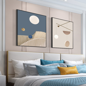 现代简约卧室床头装饰画房间艺术挂画主卧次卧背景墙壁画两联画