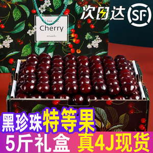 智利车厘子进口品种新鲜水果黑珍珠特大水果整箱5斤礼盒樱桃 现货